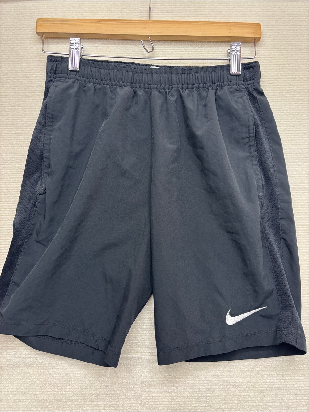 Nike Black Men's Athletic Shorts with White Swoosh small